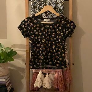 Cute black floral shirt!